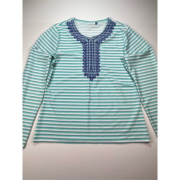 Cabana Life Stretch 1/2 Zip Long Sleeve Rashguard Embroidered Size Extra Large - Picture 4 of 12